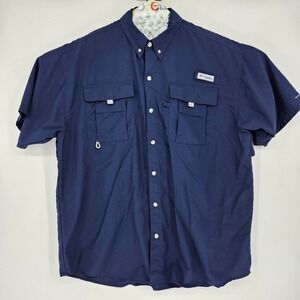 Columbia Shirt Mens XL Bahama Vented Fishing‎ Omni Shade Button Down Blue